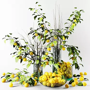 Chinese Apple Tree Bouquet with Yellow Apples 3D model image 1 
