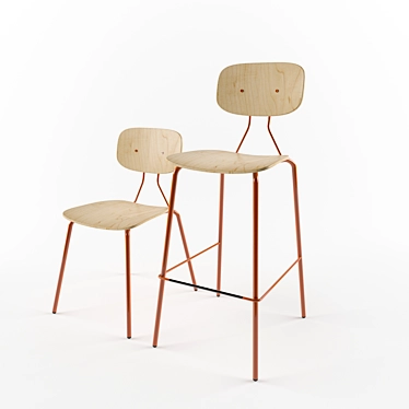 Modern Reece Barstool: Grand Rapids Chair Co. 3D model image 1 