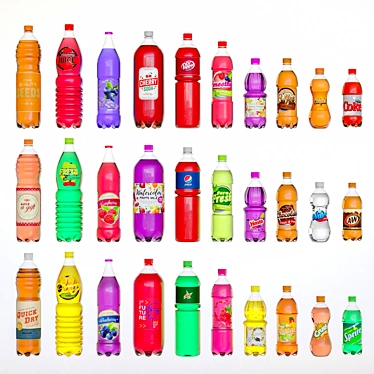 Carbonated Soda Bottles - Set of 2 3D model image 1 