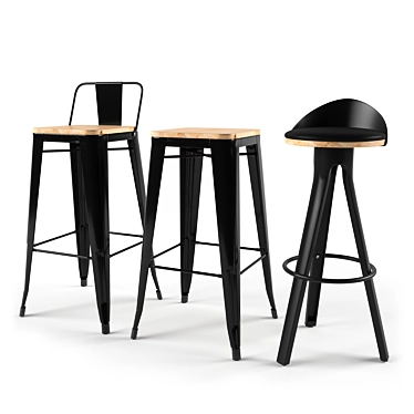 Sleek Libra Tolix Bar Stool 3D model image 1 