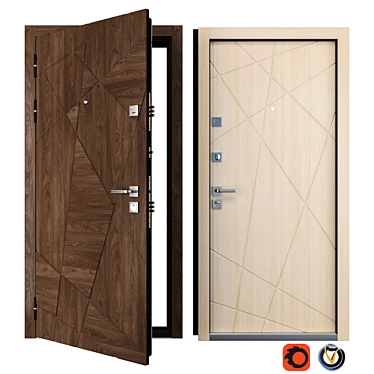 Aztec Zimen Entrance Metal Door - Secure and Stylish 3D model image 1 