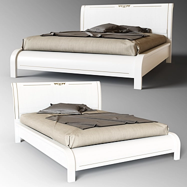 Modern Wood and Fabric Bed 3D model image 1 