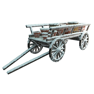 Winter Wonderland Wooden Cart 3D model image 1 