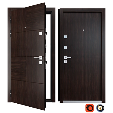 Premium Block Metal Door: Zimen Entrance 3D model image 1 