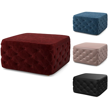 Luxury Ottoman - Black, Brown Leather & Blue, Cherry Velvet - 3dsmax, Vray, Corona - Inch Dimensions 3D model image 1 