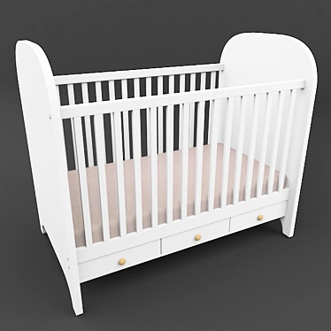 Gunat Baby Cribs - White 3D model image 1 