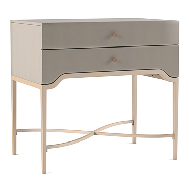 Elegant Elixir Nightstand: Curvy, Textured, Two-Drawer 3D model image 1 