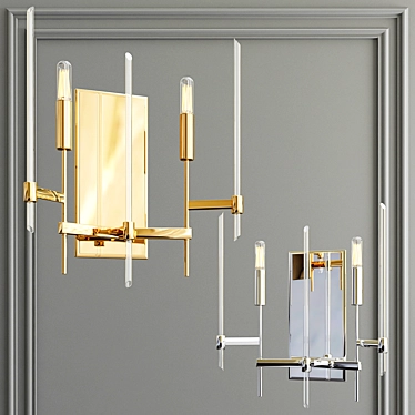 Bari 2-Light Wall Sconce: Sleek Metal and Glass Design 3D model image 1 