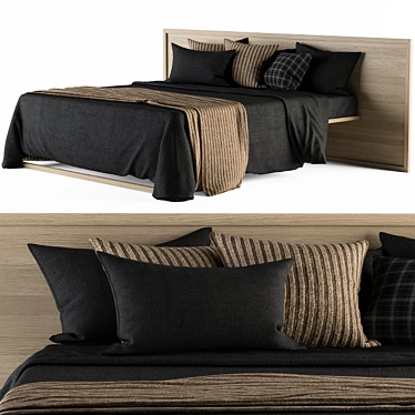 Elegant Ebony Wood Bed Set 3D model image 1 