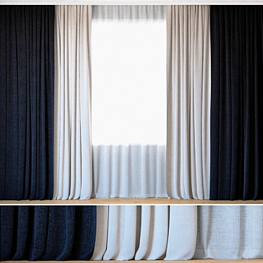 Elegant Rebbio Curtains with Tulle 3D model image 1 
