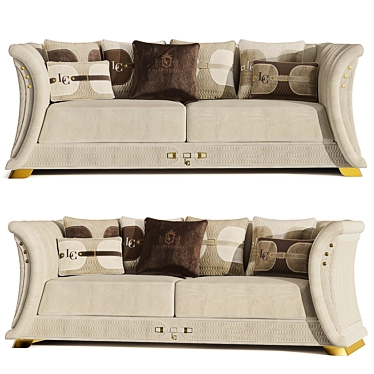 Miracle Contessina: Luxurious Bronze Spazzolato Velvet Sofa 3D model image 1 