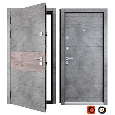 Durable Tire Metal Entrance Door 3D model image 1 