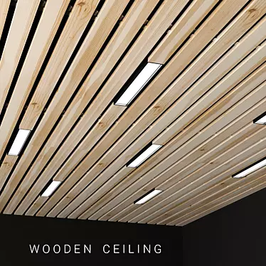 Title: Elegant Wooden Ceiling Panel 3D model image 1 
