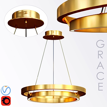 Elegant Grace 30" Chandelier 3D model image 1 