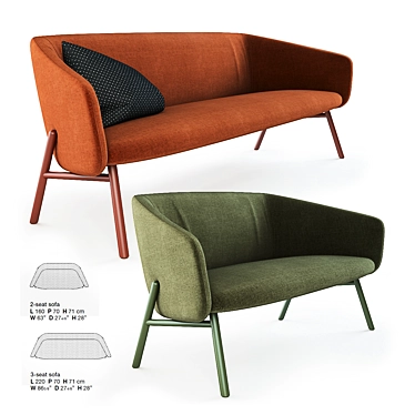 Elegant and Versatile: Kristalia Tuile Sofa 3D model image 1 