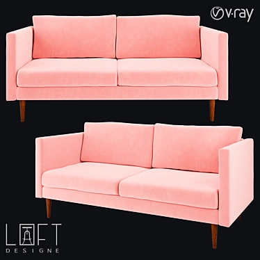 LoftDesigne 4212: Stylish Wood and Fabric Sofa 3D model image 1 