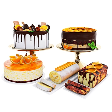 Delicious Orange Cake Collection 3D model image 1 