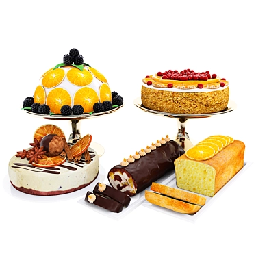 Delicious Orange Cake Collection 3D model image 1 