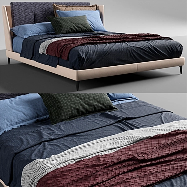 Bretagne Upholstered Bed in Poltrona Frau 3D model image 1 