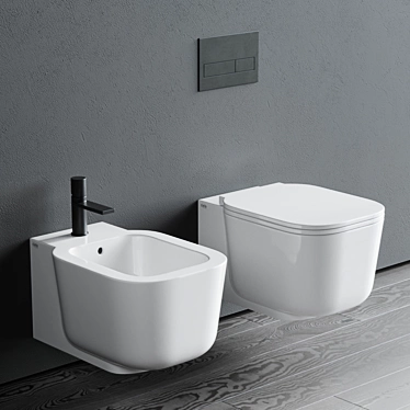 Modern Wall-Hung Cubika Toilet & Bidet 3D model image 1 