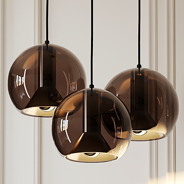 Smoked Glass Globe Pendant Light 3D model image 1 