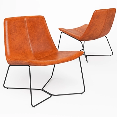 Sleek Leather Lounge Chair 3D model image 1 