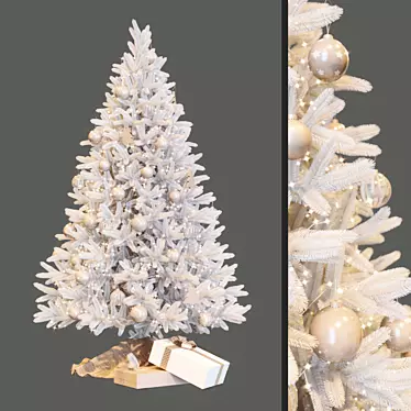 Snowy Wonderland: White Christmas Tree Set 3D model image 1 