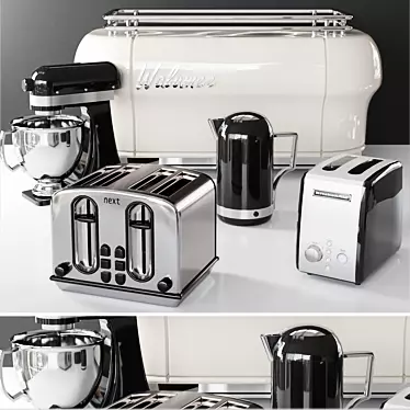 Versatile Kitchen Bundle: Coffee Machine, Toaster, Kettle, Blender 3D model image 1 