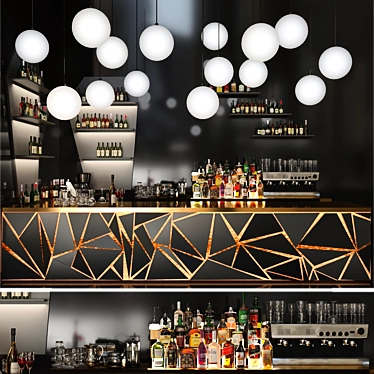 Modern Bar Set with Lighting and Coffee Machine 3D model image 1 