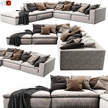 NobleRealm 2-Seater Sofa: Handcrafted Elegance 3D model image 1 