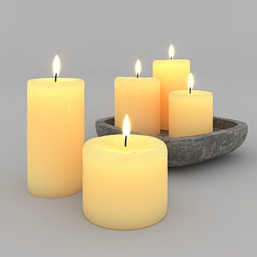 Elegant Candle Set with Stand 3D model image 1 