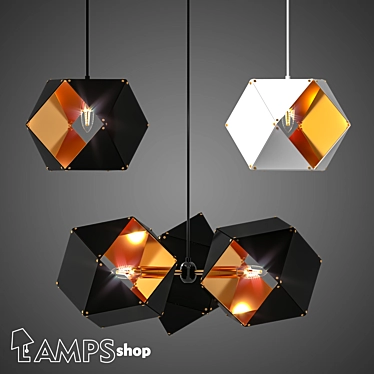 Elegant Wells Black Chandeliers 3D model image 1 