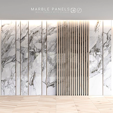 Marble Panels with Planks: the Modern Classic Touch  Elegant wall decor for versatile interiors. 3D model image 1 