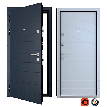 Modern Steel Entrance Door (Zimen) 3D model image 1 