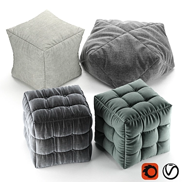 Cozy Cushion Poufs 3D model image 1 