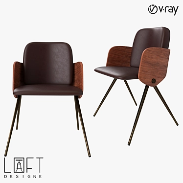 LoftDesign Chair 1401: Wooden, Metal, Faux Leather 3D model image 1 