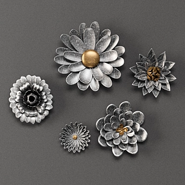 Galvanized Metal Flower Wall Decor 3D model image 1 