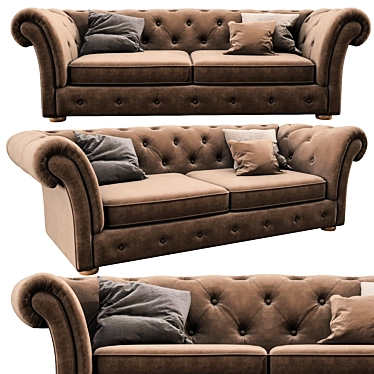 Elegant Cranbrook Chesterfield Sofa 3D model image 1 