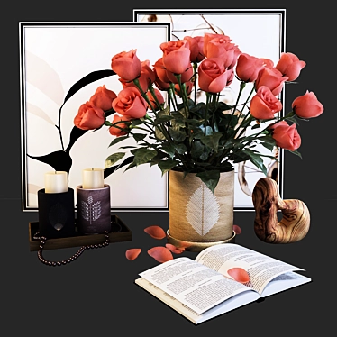 Elegant Rose Decor Set 3D model image 1 