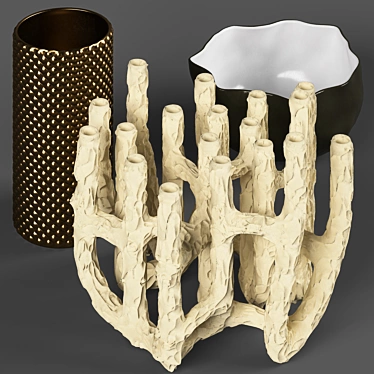 Luxury Ocean-inspired Vase Set 3D model image 1 