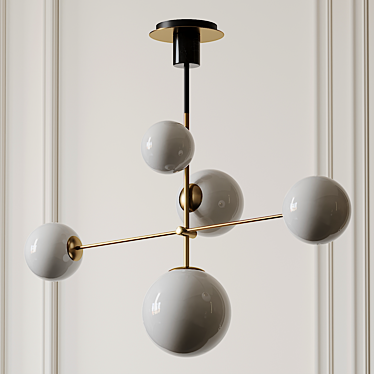 Maxim Vesper 5-Light Pendant: Elegant Satin Brass & Black 3D model image 1 