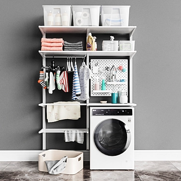 Versatile Wall-Mounted Laundry Solution 3D model image 1 