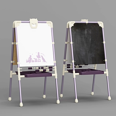 Retro Style Kids Easel 3D model image 1 