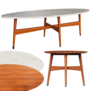 Reeve Oval Mid-Century Coffee Table 3D model image 1 
