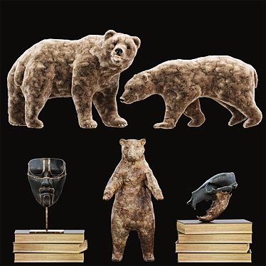 Adorable Bear Trio Decor Set 3D model image 1 