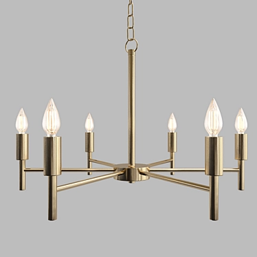 Golden Glow: 6-Light Modern Pendant 3D model image 1 