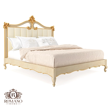 () Victoria Romano Handcrafted Bed - Italian Materials, Customizable Dimensions 3D model image 1 