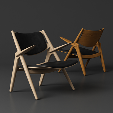 CH28 Sawhorse Easy Chair: Sleek and Stylish Seating 3D model image 1 