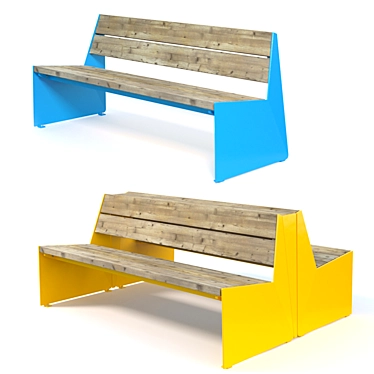 Nordic Pine Steel Bench 3D model image 1 