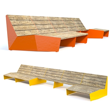 Nordic Sun Bench Set: BLOC 3D model image 1 